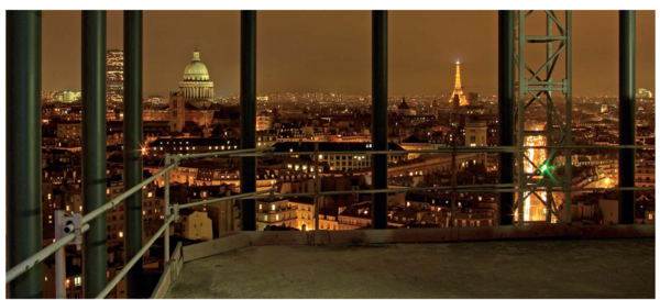 A view of Paris at night from the Jussieu tower under renovation.